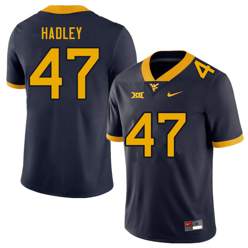 NCAA Men's J.P. Hadley West Virginia Mountaineers Navy #47 Nike Stitched Football College Authentic Jersey VP23G48SF